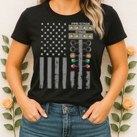 American Flag Drag Racing Strip Tree Light For Dragster Womens T-Shirt