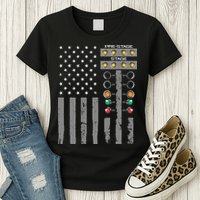 American Flag Drag Racing Strip Tree Light For Dragster Womens T-Shirt