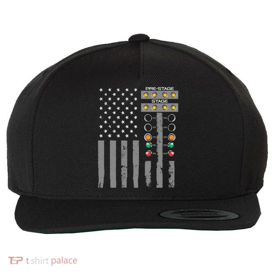 American Flag Drag Racing Strip Tree Light For Dragster Wool Snapback Cap