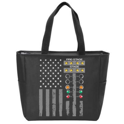 American Flag Drag Racing Strip Tree Light For Dragster Zip Tote Bag