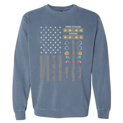 American Flag Drag Racing Strip Tree Light For Dragster Garment-Dyed Sweatshirt