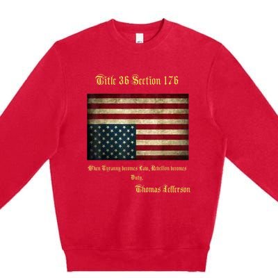 American Flag Distress Upside Down Thomas Jefferson Patriot Premium Crewneck Sweatshirt