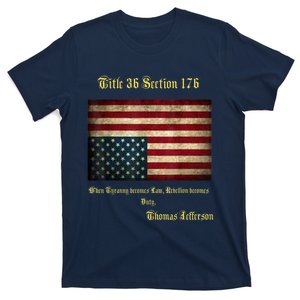 American Flag Distress Upside Down Thomas Jefferson Patriot T-Shirt