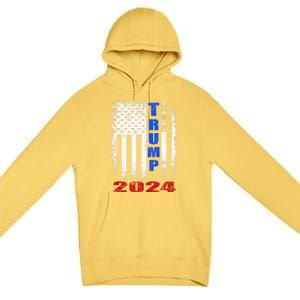 American Flag Design Trump 2024 Premium Pullover Hoodie