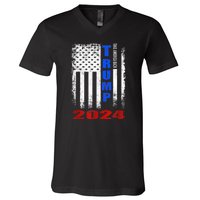 American Flag Design Trump 2024 V-Neck T-Shirt