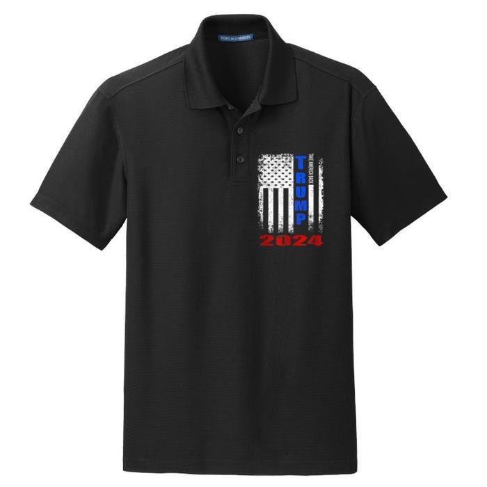 American Flag Design Trump 2024 Dry Zone Grid Polo