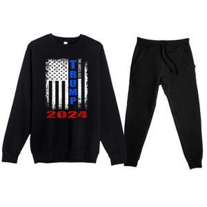 American Flag Design Trump 2024 Premium Crewneck Sweatsuit Set