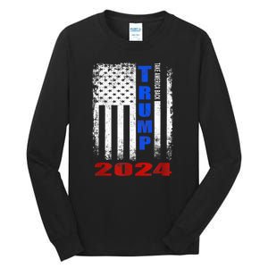 American Flag Design Trump 2024 Tall Long Sleeve T-Shirt