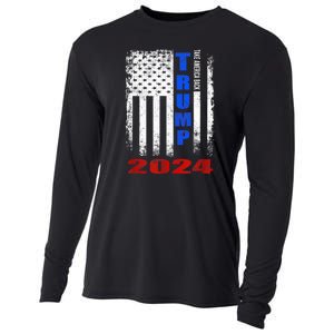 American Flag Design Trump 2024 Cooling Performance Long Sleeve Crew