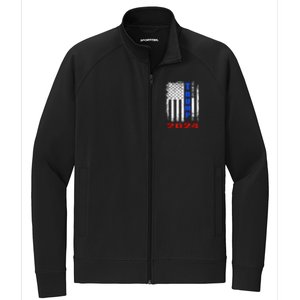 American Flag Design Trump 2024 Stretch Full-Zip Cadet Jacket