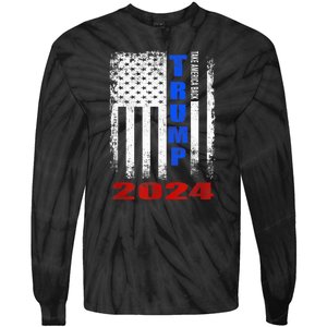 American Flag Design Trump 2024 Tie-Dye Long Sleeve Shirt