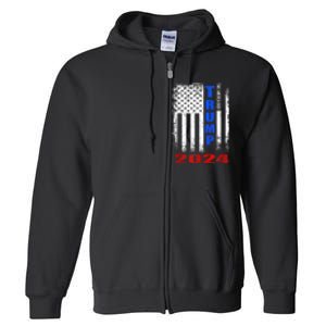 American Flag Design Trump 2024 Full Zip Hoodie