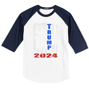 American Flag Design Trump 2024 Baseball Sleeve Shirt