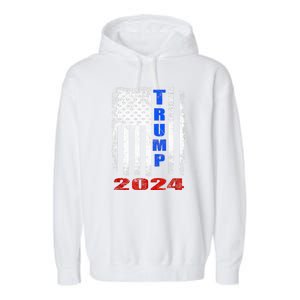 American Flag Design Trump 2024 Garment-Dyed Fleece Hoodie