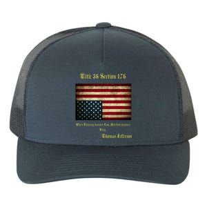 American Flag Distress Upside Down Thomas Jefferson Patriot Yupoong Adult 5-Panel Trucker Hat