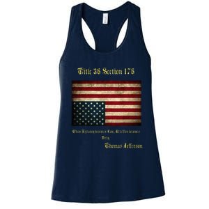 American Flag Distress Upside Down Thomas Jefferson Patriot Women's Racerback Tank