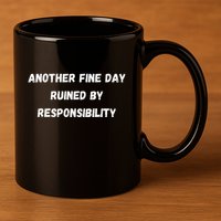 Another Fine Day Ruined By Responsibility Funny 11oz C Handle Ceramic Mug