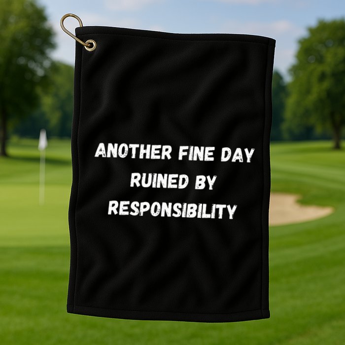 Another Fine Day Ruined By Responsibility Funny Golf Towel