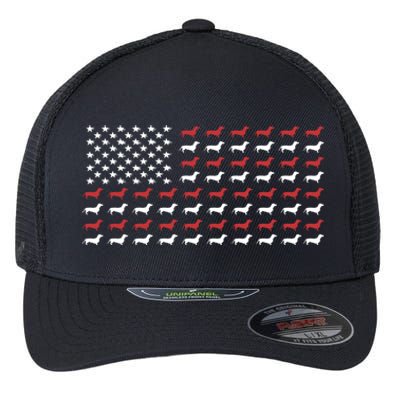 American Flag Dachshund Patriotic Dachshund Doxie Lover Gift Flexfit Unipanel Trucker Cap