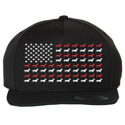 American Flag Dachshund Patriotic Dachshund Doxie Lover Gift Wool Snapback Cap