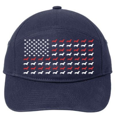 American Flag Dachshund Patriotic Dachshund Doxie Lover Gift 7-Panel Snapback Hat