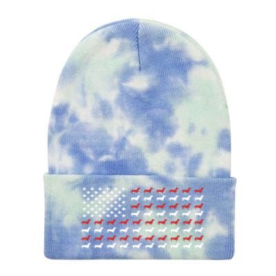 American Flag Dachshund Patriotic Dachshund Doxie Lover Gift Tie Dye 12in Knit Beanie