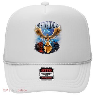 Angel Fighting Demons High Crown Mesh Back Trucker Hat