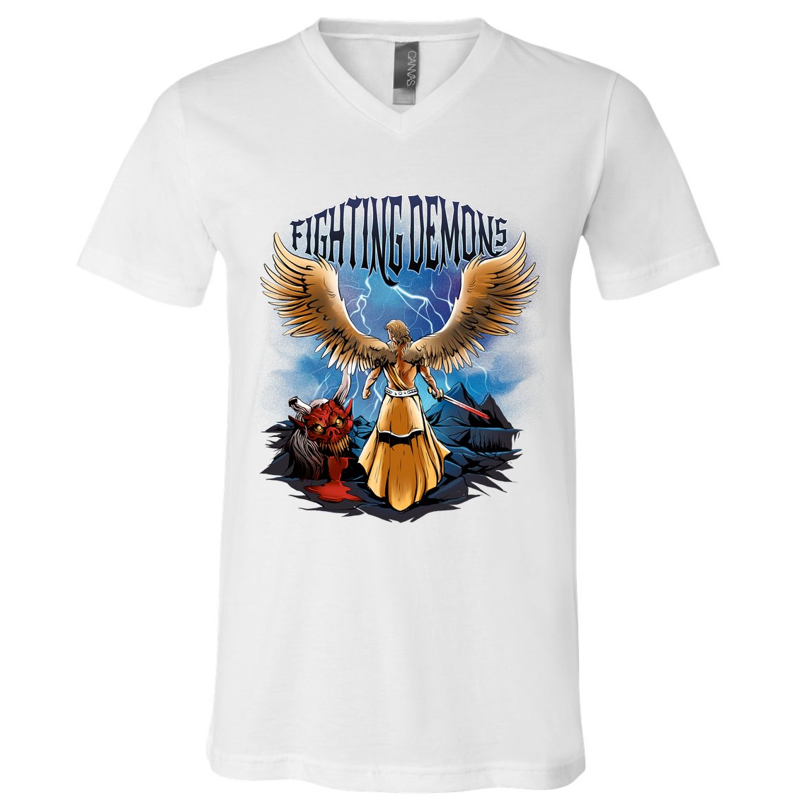 Angel Fighting Demons V-Neck T-Shirt