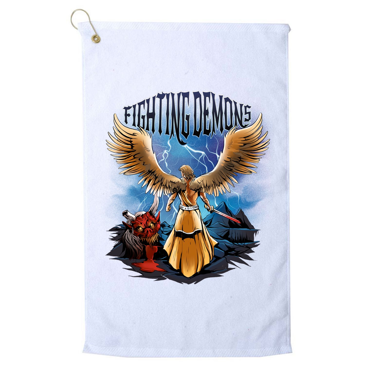 Angel Fighting Demons Golf Towel
