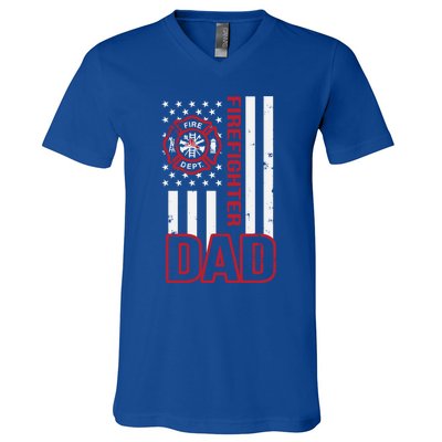 American Firefighter Dad Gift V-Neck T-Shirt