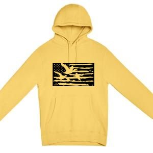 American Flag Duck Hunter Premium Pullover Hoodie