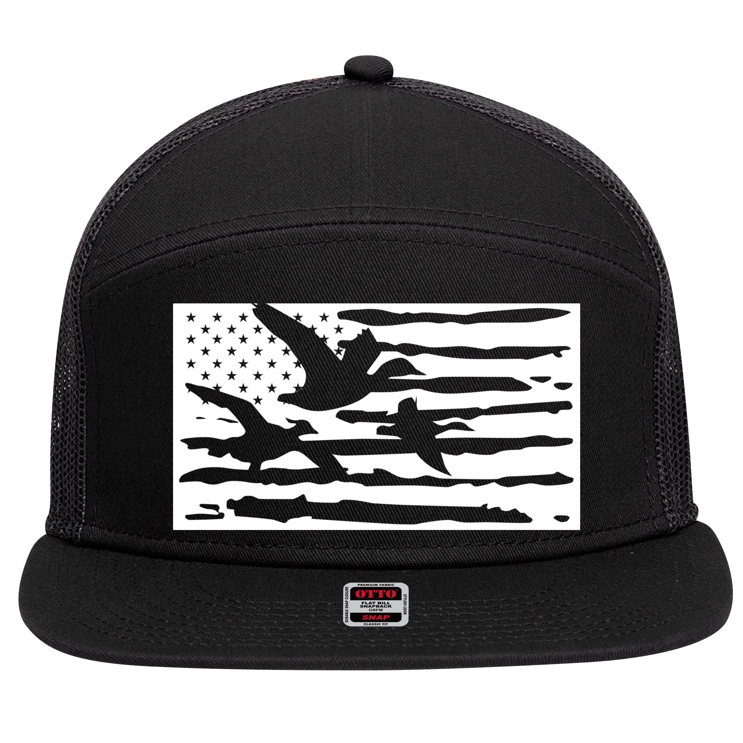 American Flag Duck Hunter 7 Panel Mesh Trucker Snapback Hat