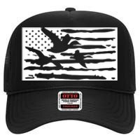 American Flag Duck Hunter High Crown Mesh Back Trucker Hat