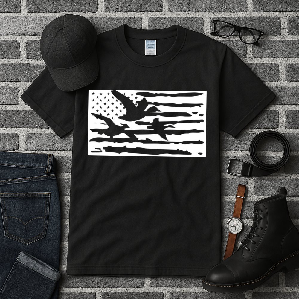 American Flag Duck Hunter Tall T-Shirt