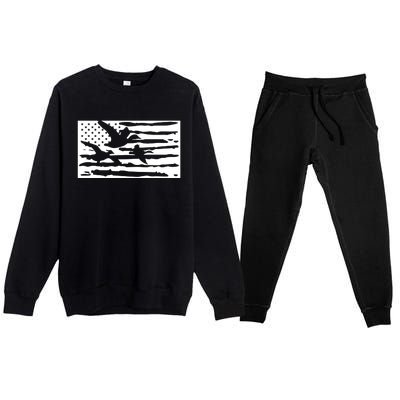 American Flag Duck Hunter Premium Crewneck Sweatsuit Set