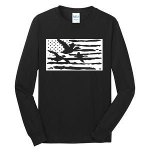 American Flag Duck Hunter Tall Long Sleeve T-Shirt