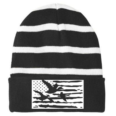 American Flag Duck Hunter Striped Beanie with Solid Band