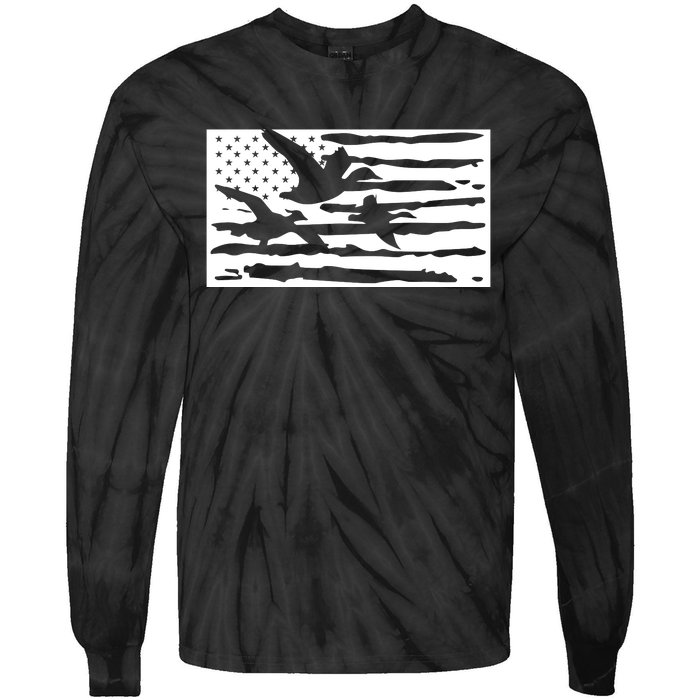 American Flag Duck Hunter Tie-Dye Long Sleeve Shirt