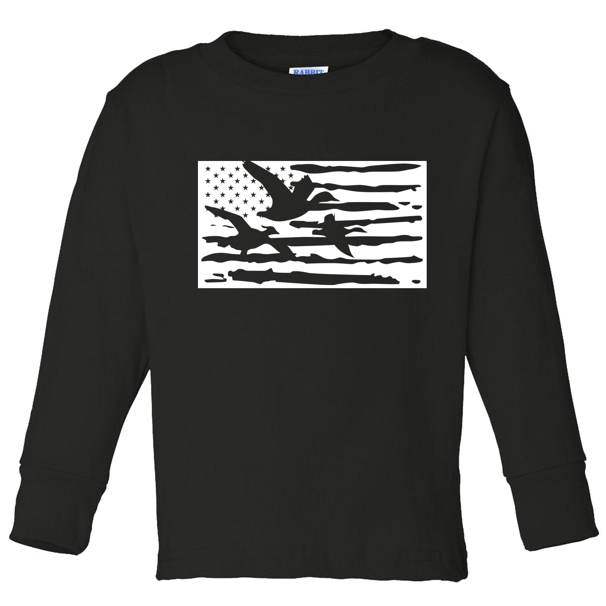 American Flag Duck Hunter Toddler Long Sleeve Shirt