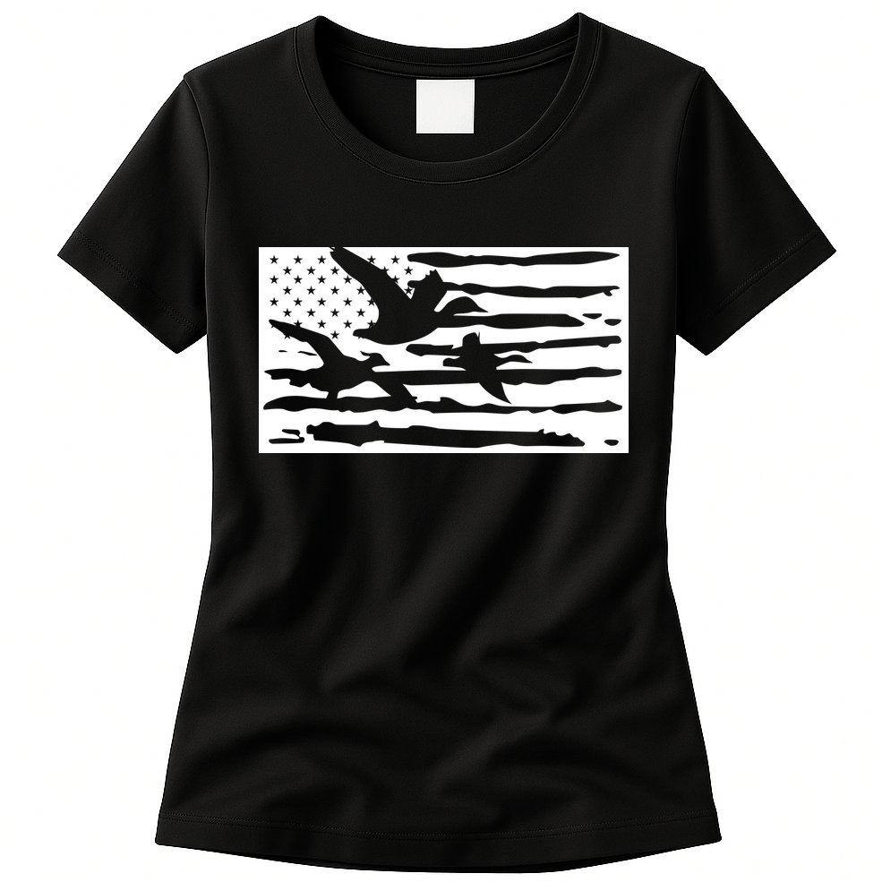 American Flag Duck Hunter Womens T-Shirt