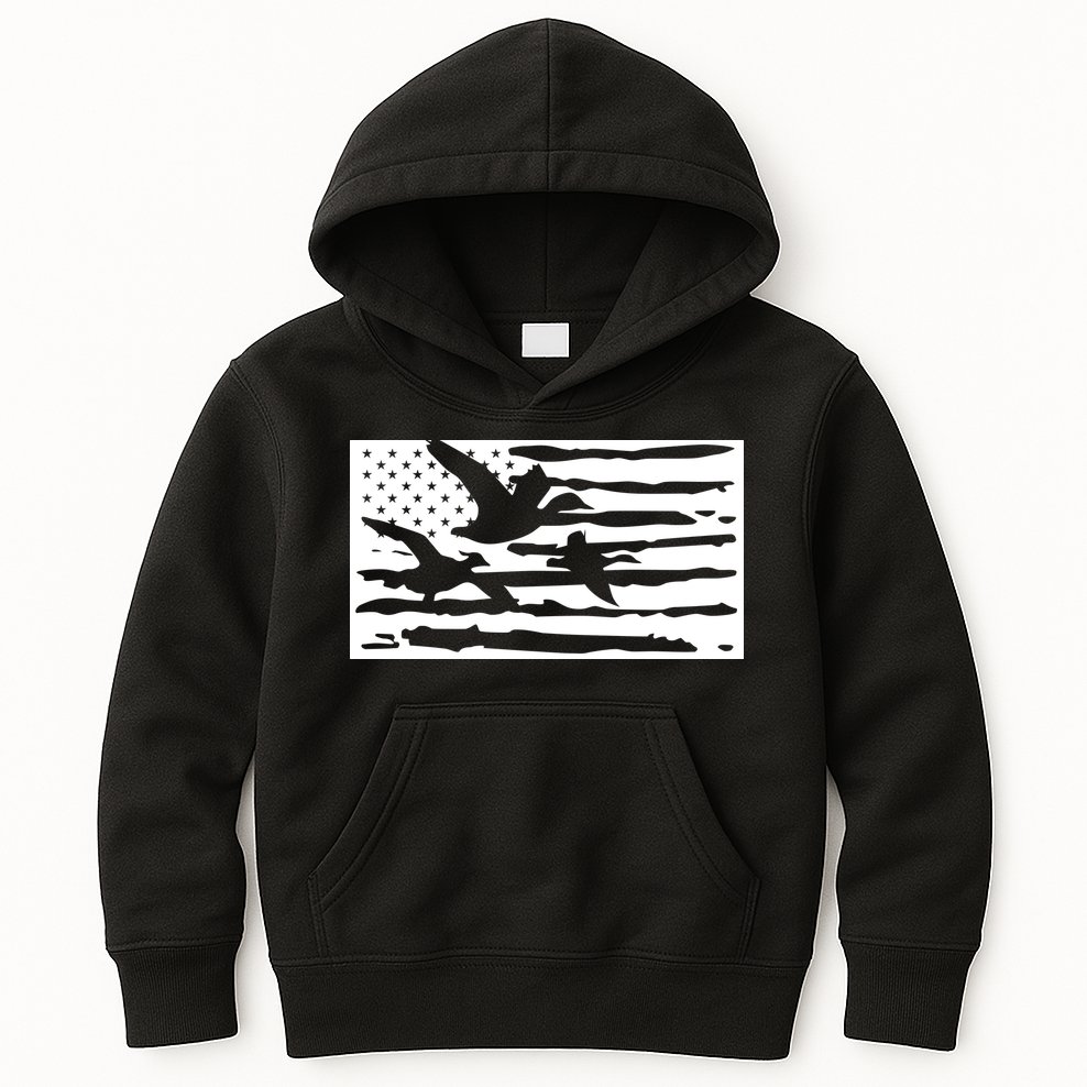 American Flag Duck Hunter Kids Hoodie