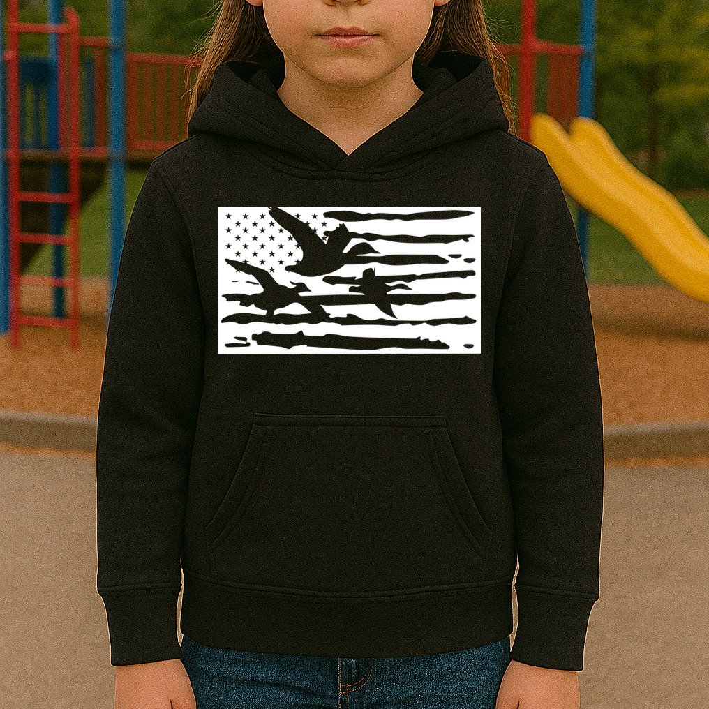 American Flag Duck Hunter Kids Hoodie