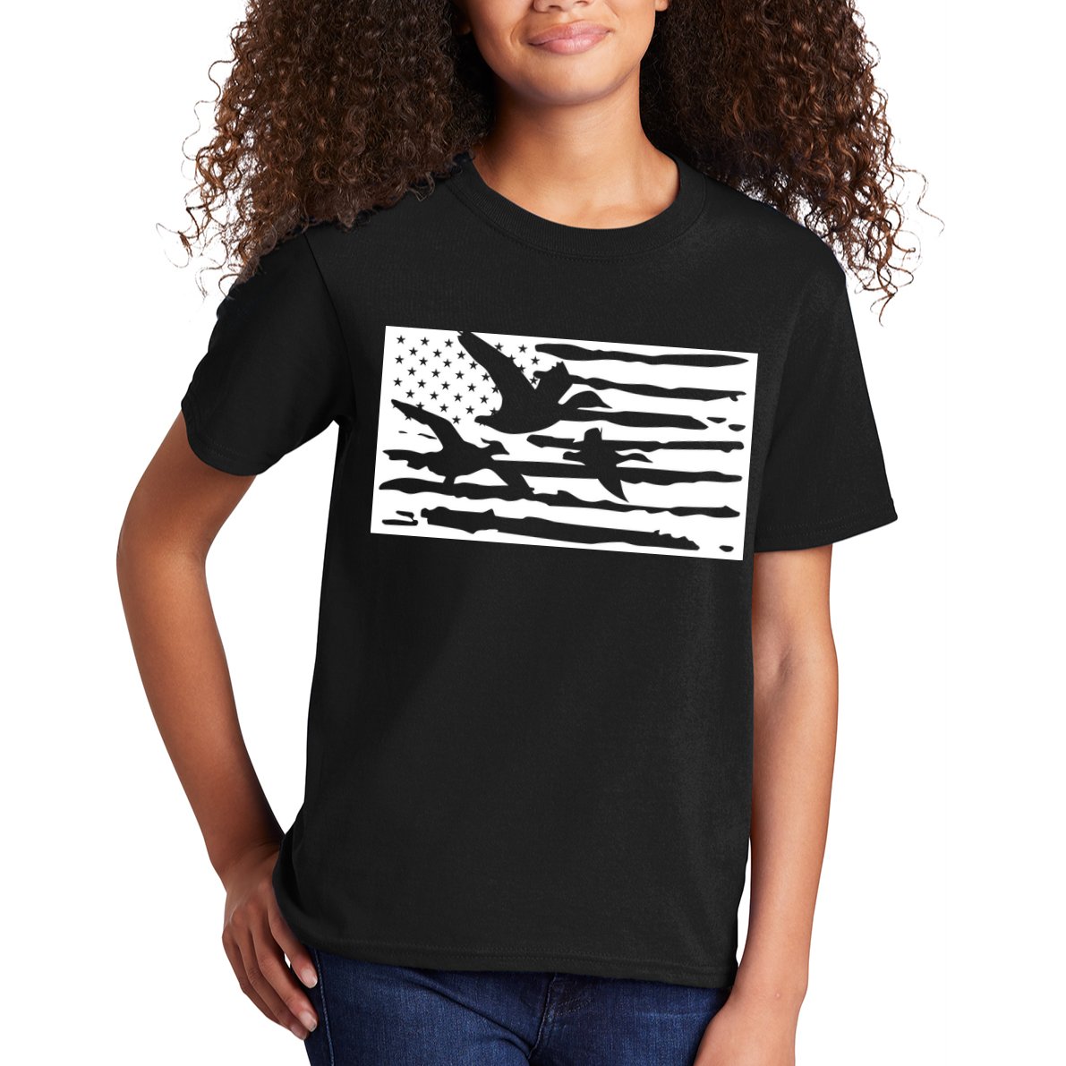 American Flag Duck Hunter Kids T-Shirt