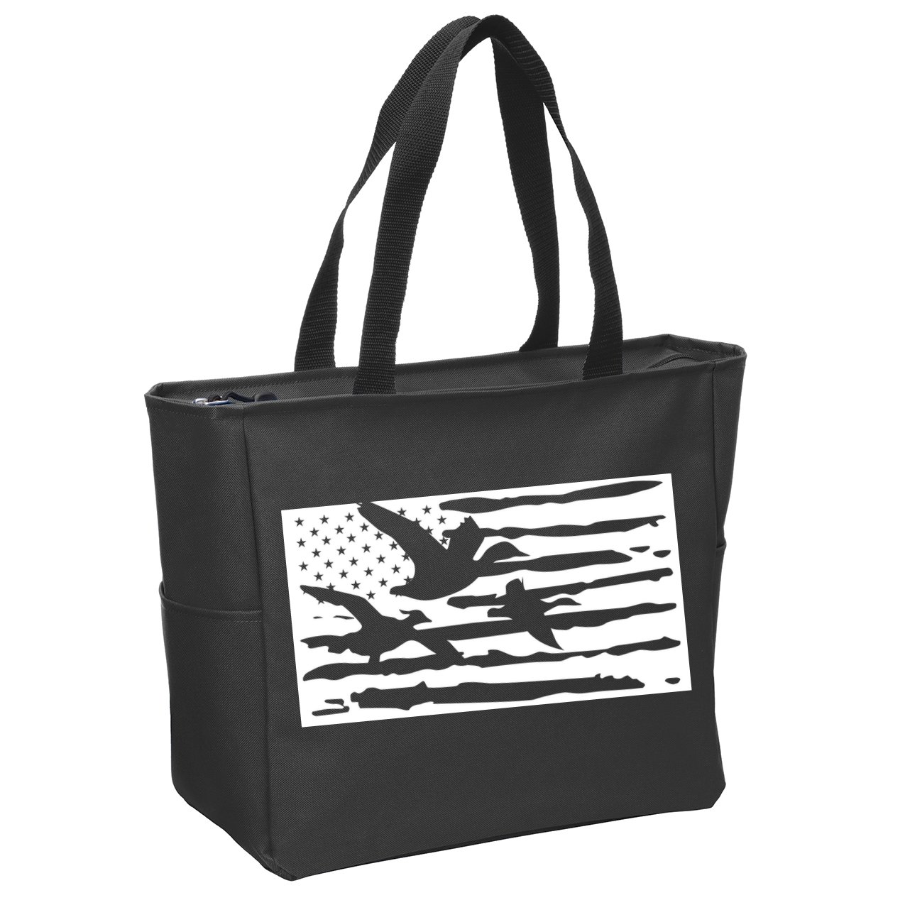 American Flag Duck Hunter Zip Tote Bag