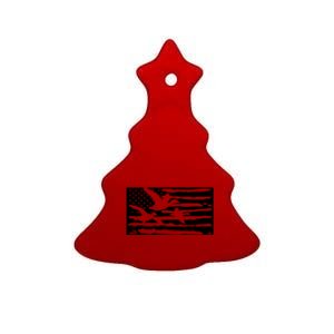 American Flag Duck Hunter Ceramic Tree Ornament