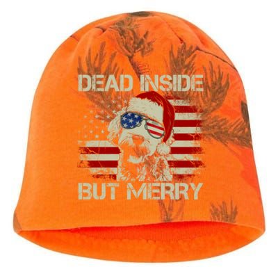 American Flag Doodle Santa Christmas Dead Inside But Merry Gift Kati - Camo Knit Beanie