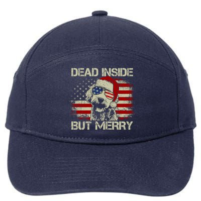 American Flag Doodle Santa Christmas Dead Inside But Merry Gift 7-Panel Snapback Hat