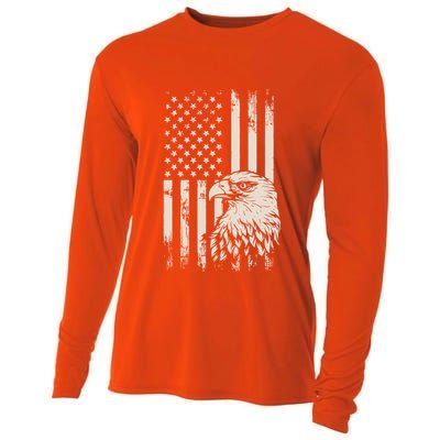 American Flag Eagle Usa Distressed Meaningful Gift Cooling Performance Long Sleeve Crew