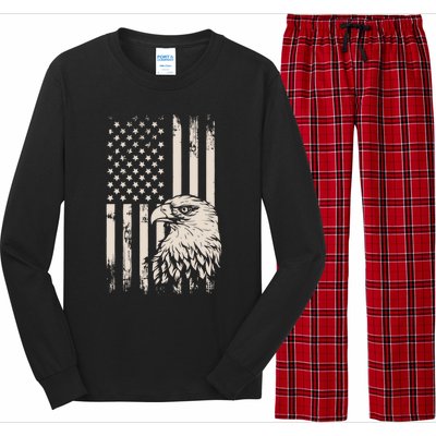 American Flag Eagle Usa Distressed Meaningful Gift Long Sleeve Pajama Set