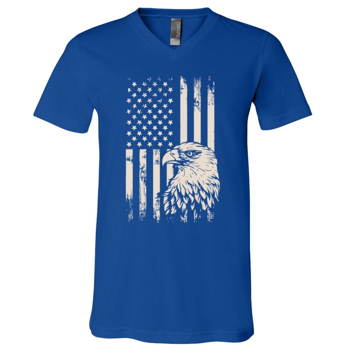 American Flag Eagle Usa Distressed Meaningful Gift V-Neck T-Shirt